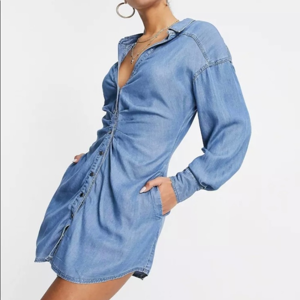 Free People Denim Shirt Dress Charlie L